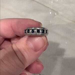 QVC 925 Sterling Silver & GENUINE Sapphire Ring Size 5.75